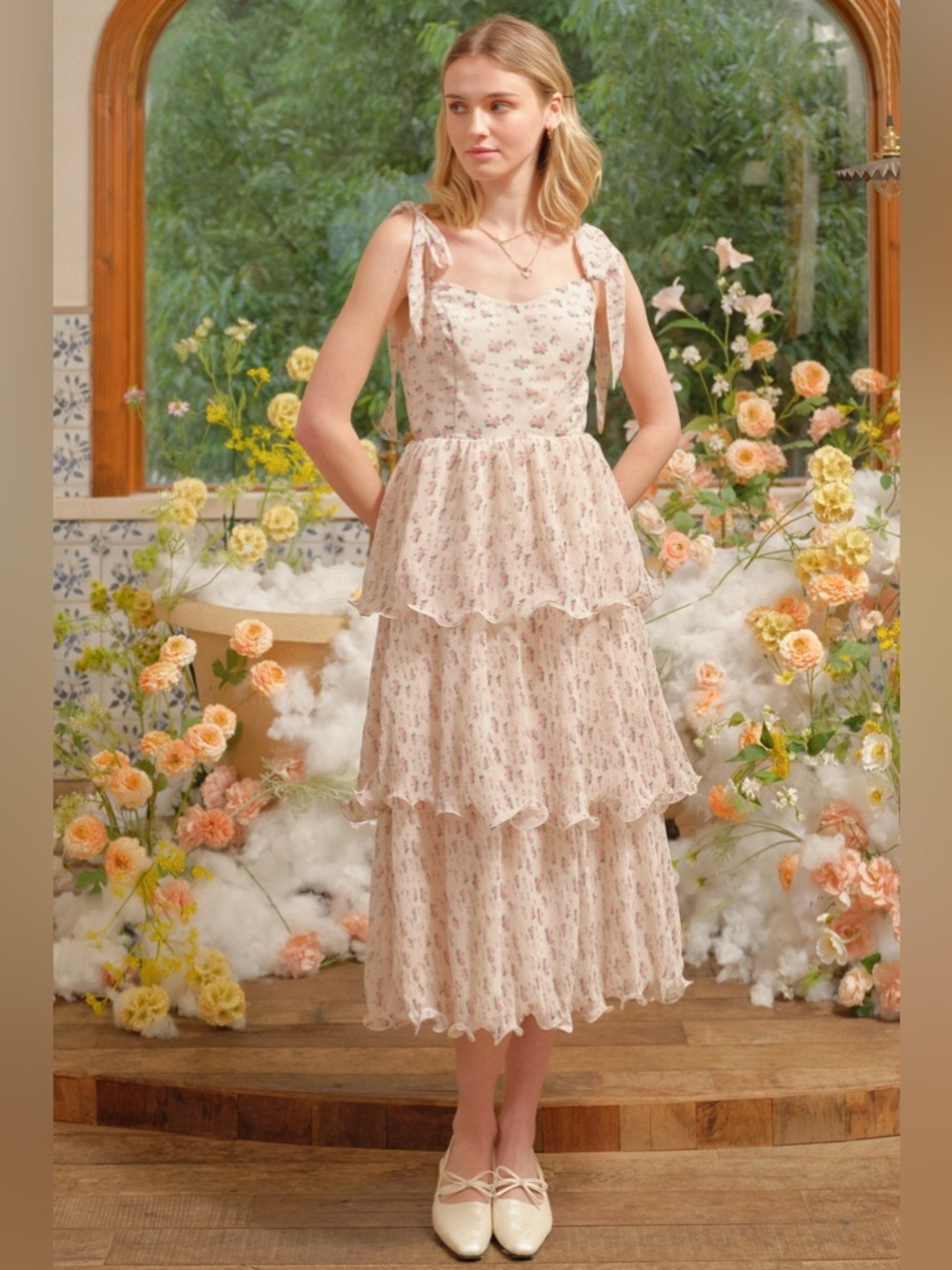 Rosie Posie Whimsical Blooms Tiered Statement Dress NWT Size small - Picture 4 of 6
